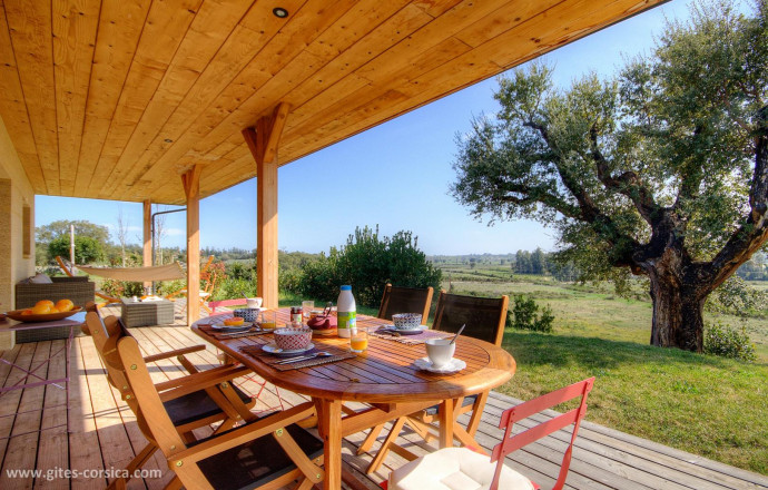 Gîte à Ghisonaccia, Côte Orientale, Haute-Corse, labellisé Gîtes de France : la terrasse Gîte n°61221 GHISONACCIA - Corse - Ferme Mille Fiori - Gîte à Ghisonaccia, Côte Orientale, Haute-Corse, labellisé Gîtes de France : la terrasse